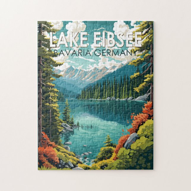 Lake Eibsee Germany Travel Art Vintage Jigsaw Puzzle (Vertical)
