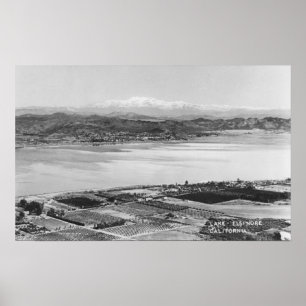 Lake Elsinore, CA Aerial Town and Lake View Poster