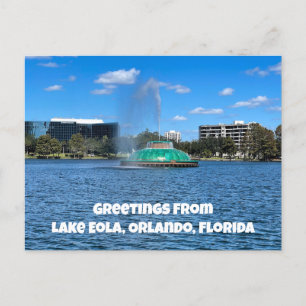 Lake Eola Fountain Orlando Florida Photo Greetings Postcard