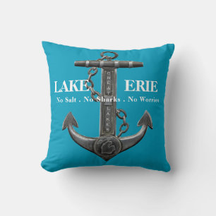 Lake Erie distressed nautical pirate anchor Cushion