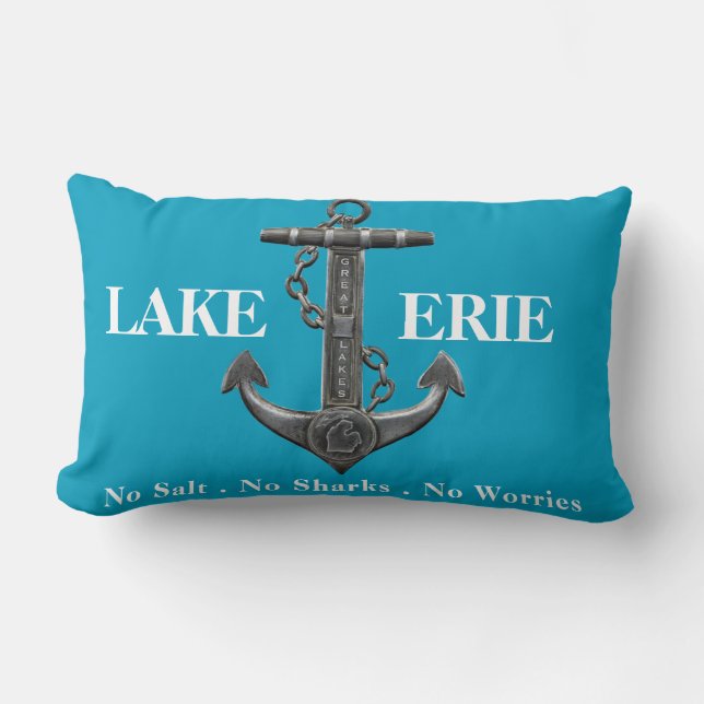 Lake Erie distressed nautical pirate anchor  Lumbar Cushion (Front)