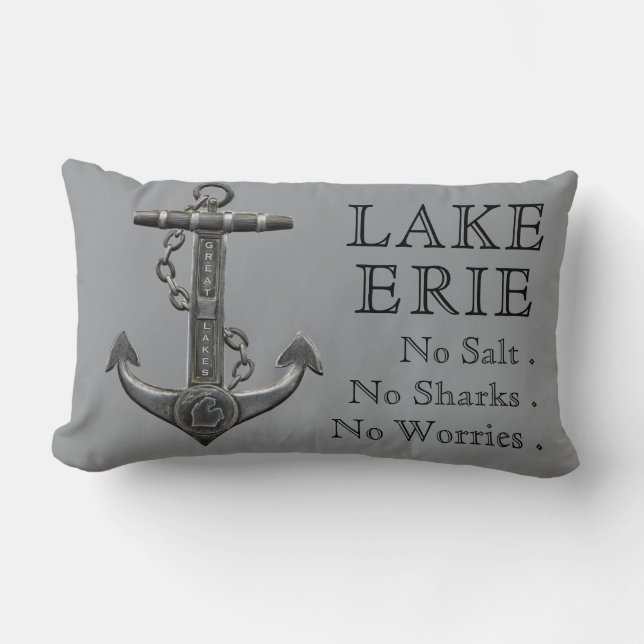 Lake Erie distressed nautical pirate anchor  Lumbar Cushion (Front)