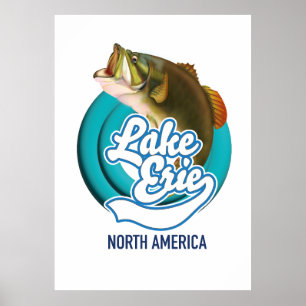 Lake Erie North America fishing logo Poster