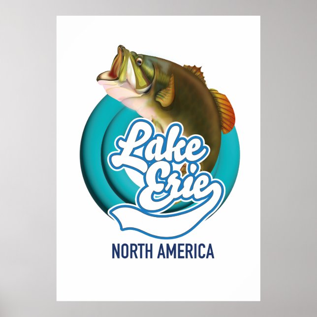 Lake Erie North America fishing logo Poster (Front)