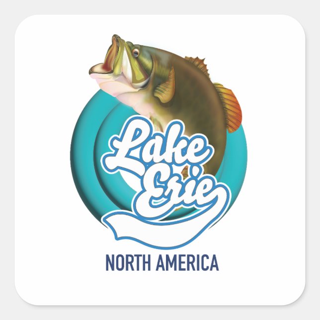 Lake Erie North America fishing logo Square Sticker (Front)