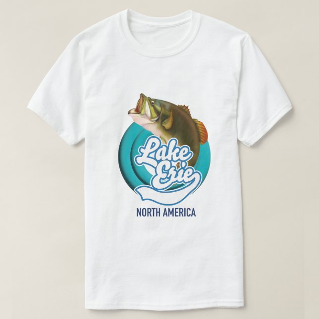 Lake Erie North America fishing logo T-Shirt (Design Front)