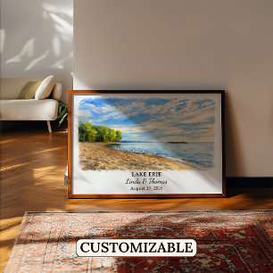 Lake Erie Pennsylvania Poster, Watercolor, Custom Poster