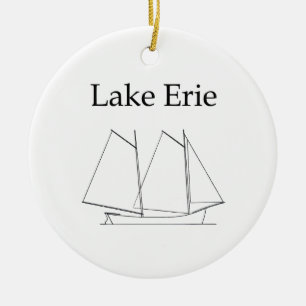 Lake Erie Sailboat Ceramic Ornament