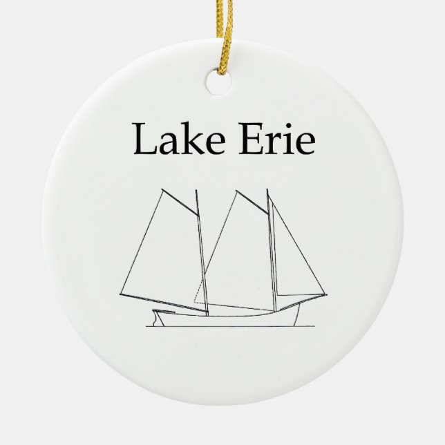 Lake Erie Sailboat Ceramic Ornament (Front)