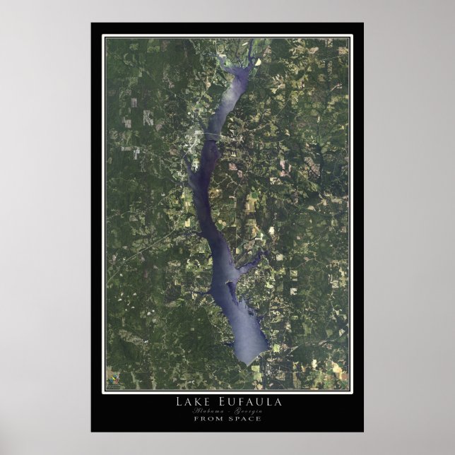 Lake Eufaula Alabama - Georgia Satellite Map Poster (Front)