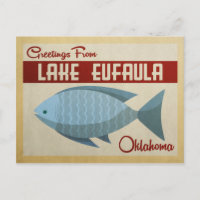 Lake Eufaula Oklahoma Blue Fish Vintage Travel