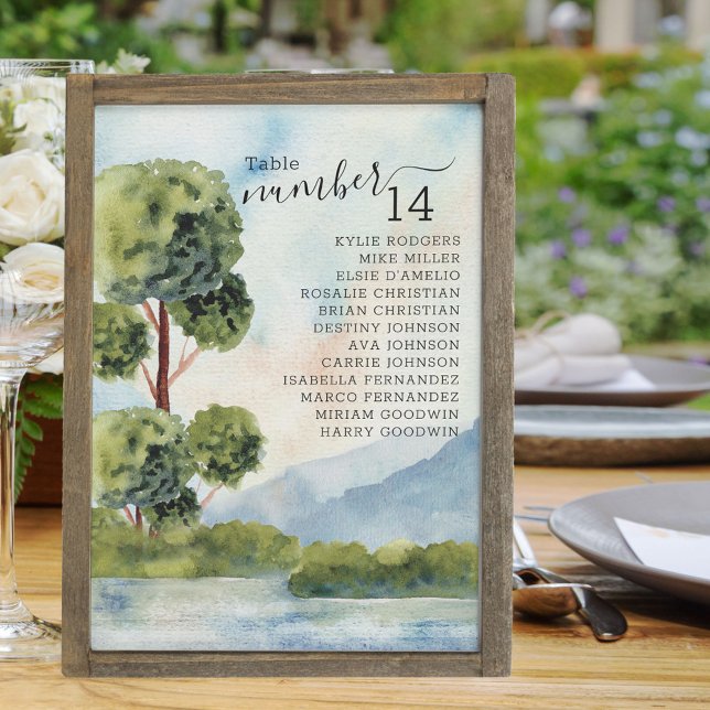 Lake Evergreen Watercolor Per Table Seating Chart (Creator Uploaded)