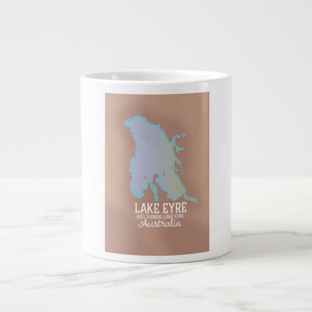 Lake Eyre Australia map poster Large Coffee Mug (Front)