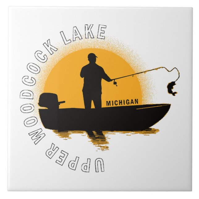  Lake Fishing Michigan Ceramic Tile (Front)