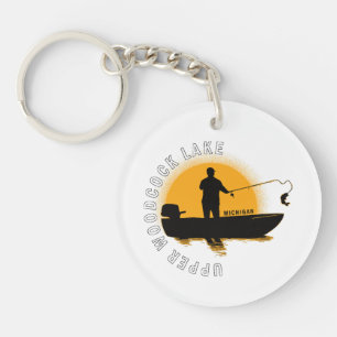 Lake Fishing Michigan Key Ring