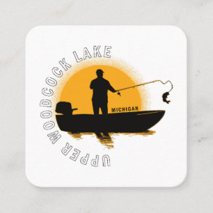 Lake Fishing Michigan Square Business Card