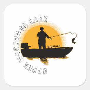 Lake Fishing Michigan Square Sticker