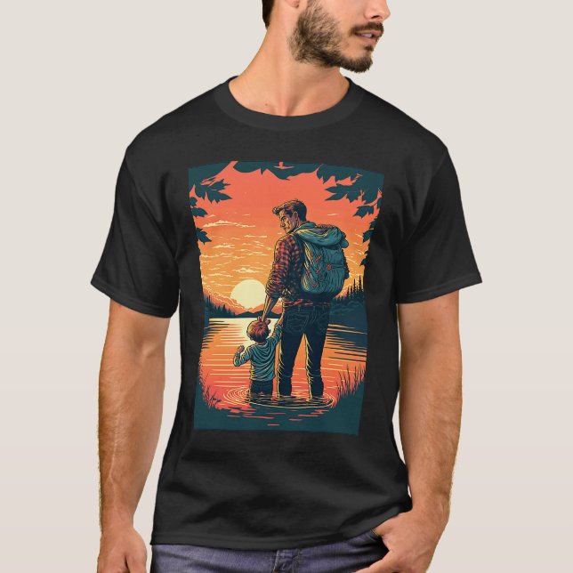 Lake Fishing Trip Father And Child Lake Adventure T-Shirt (Front)