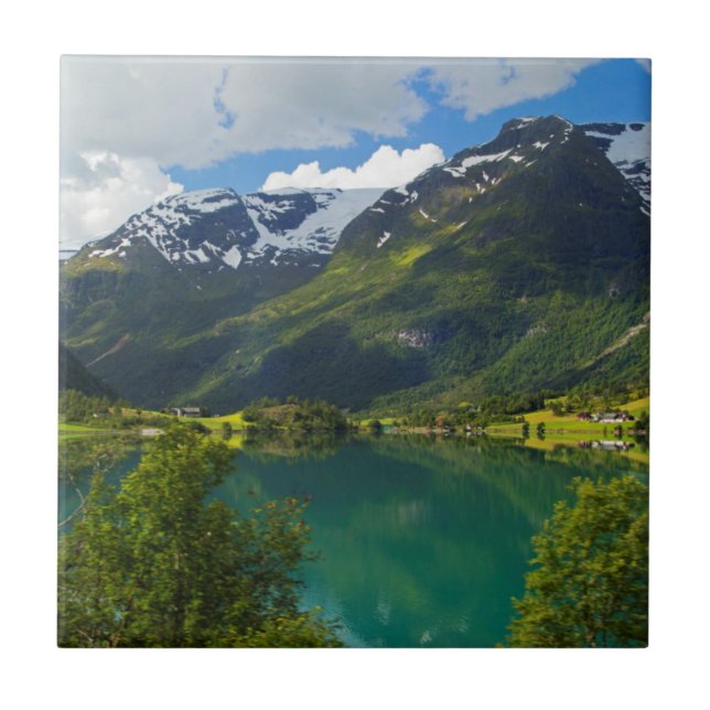 Lake Floen scenic, Norway Tile (Front)