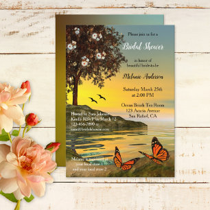 Lake Floral Butterfly Bridal Shower Invitation