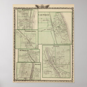 Lake Forest, Elgin, Waukegan, Woodstock Poster