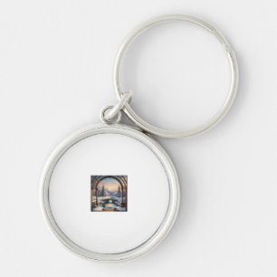 Lake forest pine snow  key ring