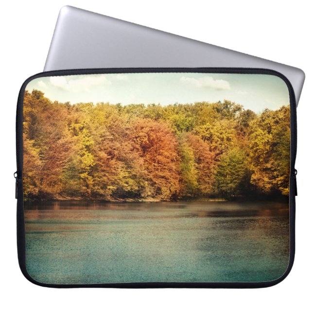 Lake Forest Trees Water Monogram 15" Laptop Case (Front)