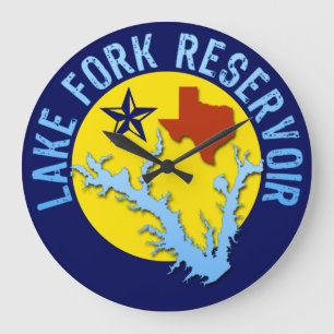Lake Fork Reservoir, Texas Bass Fishing Large Clock