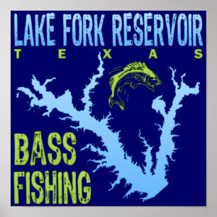 Lake Fork Reservoir, Texas Bass Fishing Poster