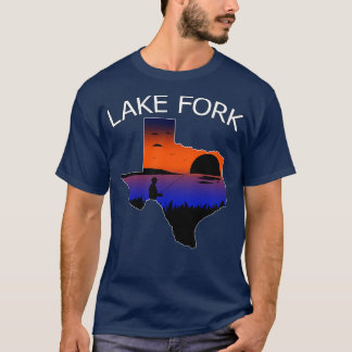 Lake Fork Reservoir Texas Fisherman Fishing at Sun T-Shirt