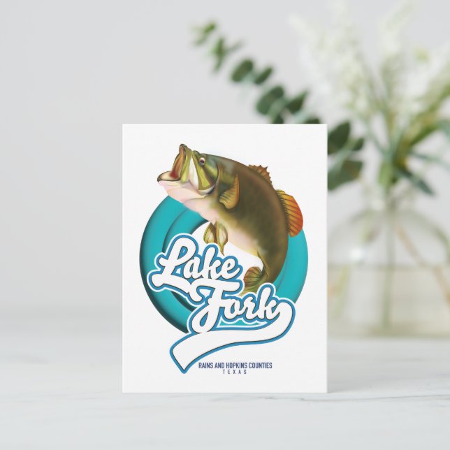 Lake Fork Texas Fishing logo. Postcard (Standing Front)