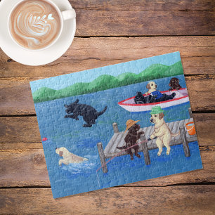 Lake Fun Labradors Jigsaw Puzzle