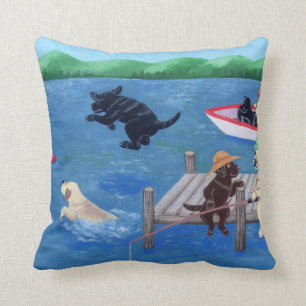 Lake Fun Labradors Painting Cushion