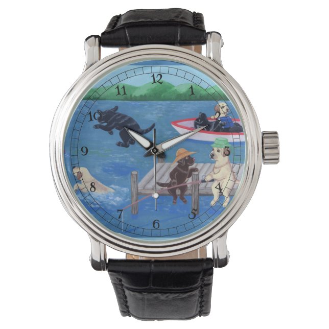Lake Fun Labradors Painting Watch (Front)