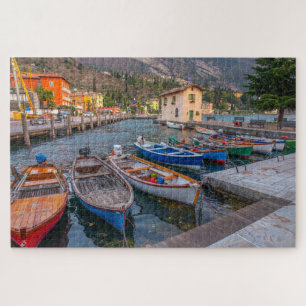 Lake Garda Italian Fishing Boats Harbour Scene Jigsaw Puzzle
