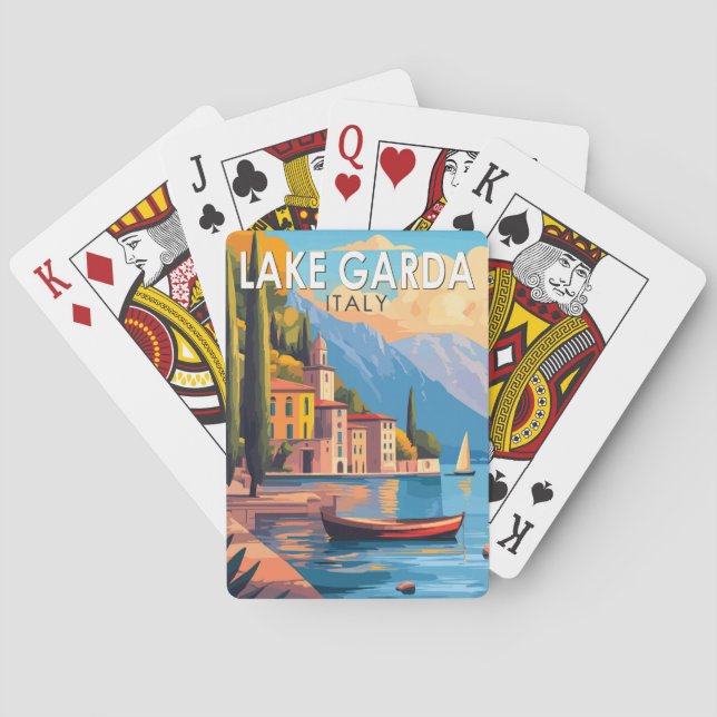 Lake Garda Italy Travel Art Vintage Playing Cards (Back)