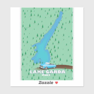 Lake Garda Italy travel poster map