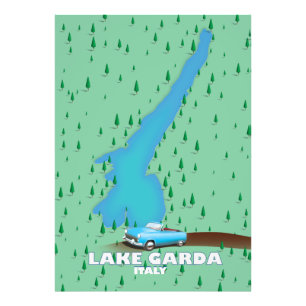 Lake Garda Italy travel poster map