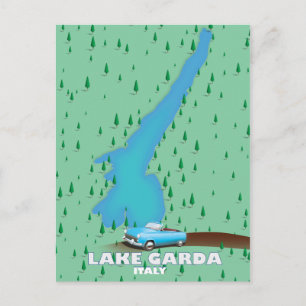 Lake Garda Italy travel poster map Postcard