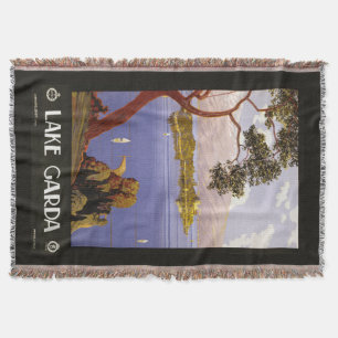 Lake Garda Italy vintage travel throw blanket