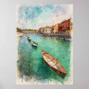 Lake Garda (Lago di Garda) - Watercolor Splash Poster