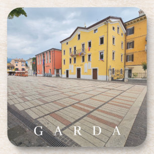 Lake Garda village town hall view coasters
