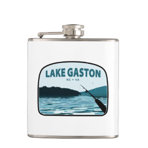 Lake Gaston North Carolina Virginia Fishing Rod Hip Flask