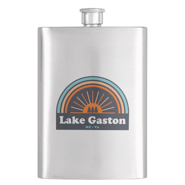 Lake Gaston North Carolina Virginia Rainbow Hip Flask (Front)