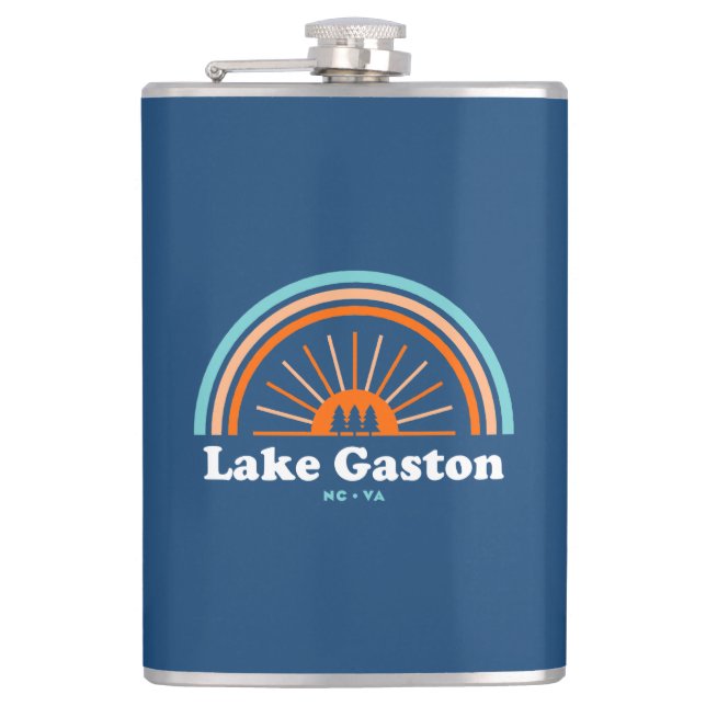 Lake Gaston North Carolina Virginia Rainbow Hip Flask (Front)