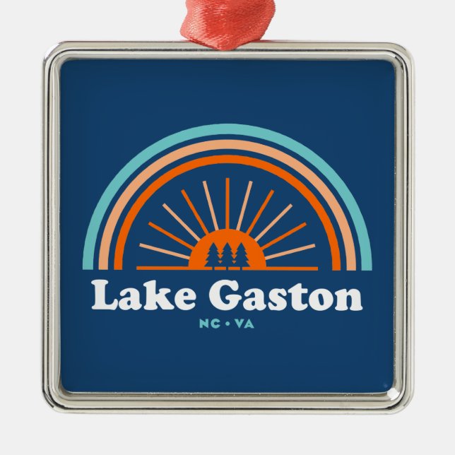 Lake Gaston North Carolina Virginia Rainbow Metal Ornament (Front)