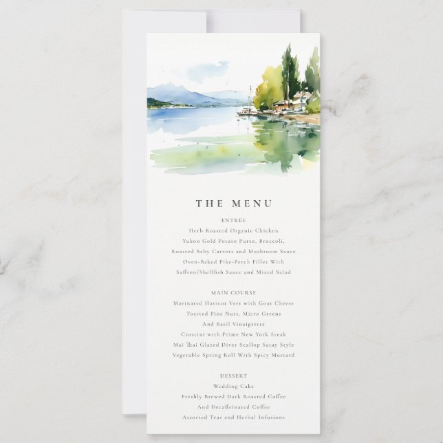 Lake Geneva Switzerland Landscape Wedding Menu  Invitation (Front)