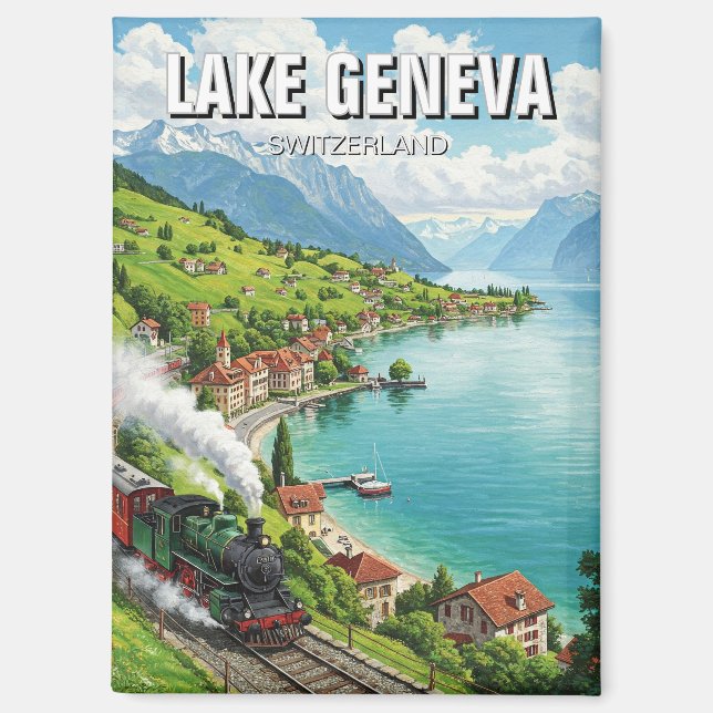 Lake Geneva Switzerland Travel  Magnet (Front)