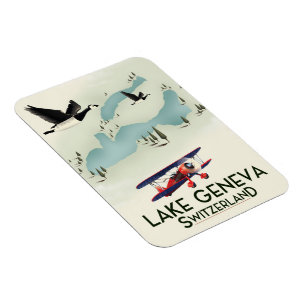 lake geneva switzerland Travel poster Magnet