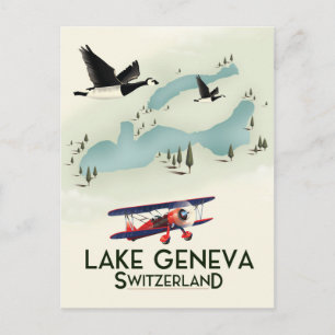 lake geneva switzerland Travel poster Postcard